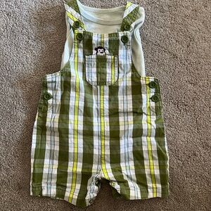 Carter's Green Plaid Kids Overalls